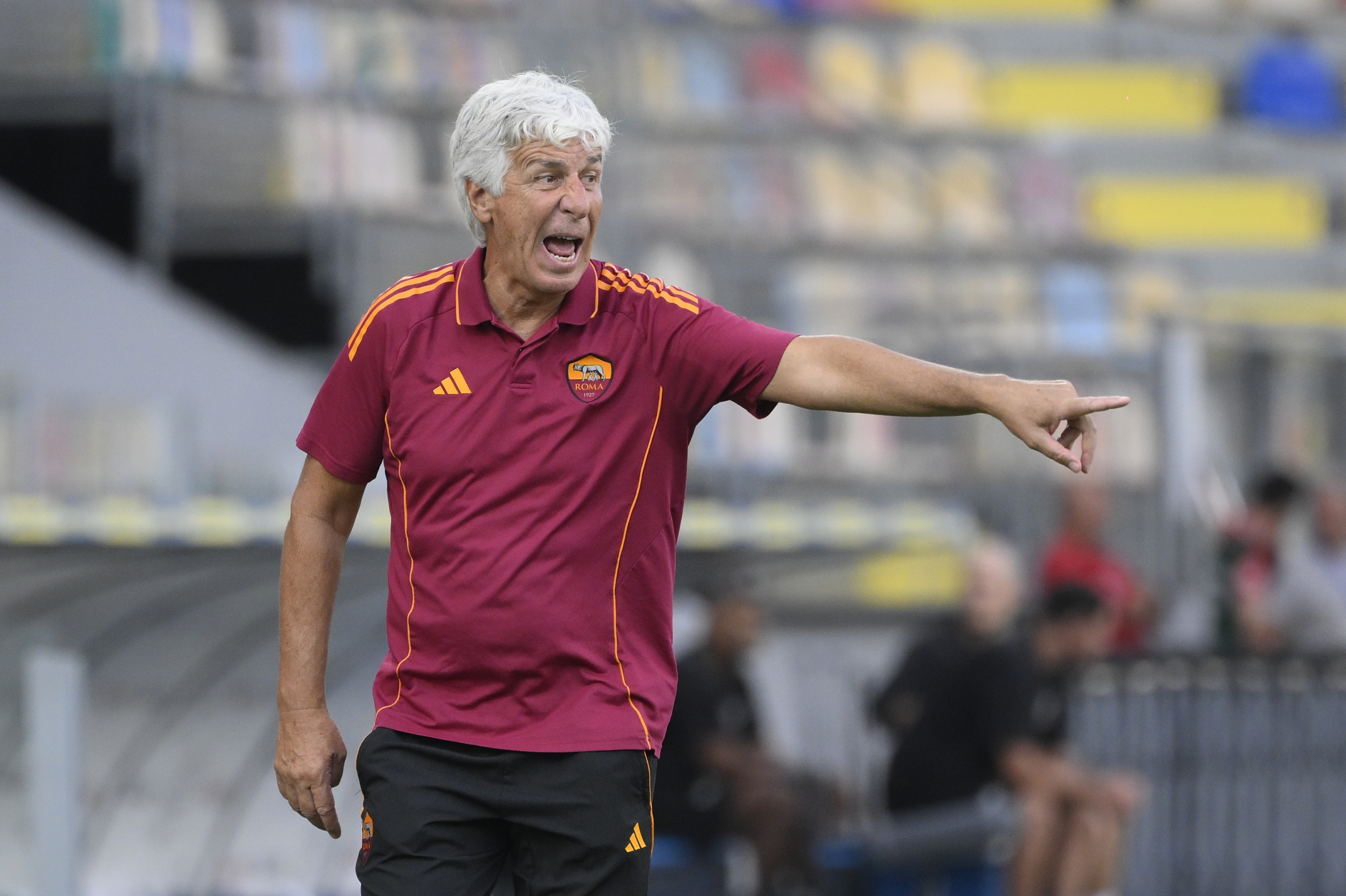 Roma’s head coach Gian Piero Gasperini during the pre-season friendly match AS Roma vs Neom SC at the Frosinone Benito Stirpe stadium, Italy - Saturday, August 16, 2025 - Sport Soccer ( Photo by Fabrizio Corradetti/LaPresse )