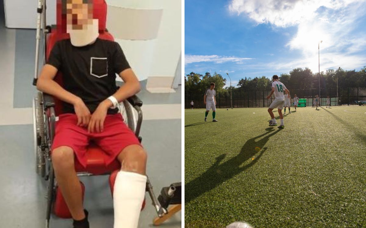 Father attacking opposing team`s goalkeeper