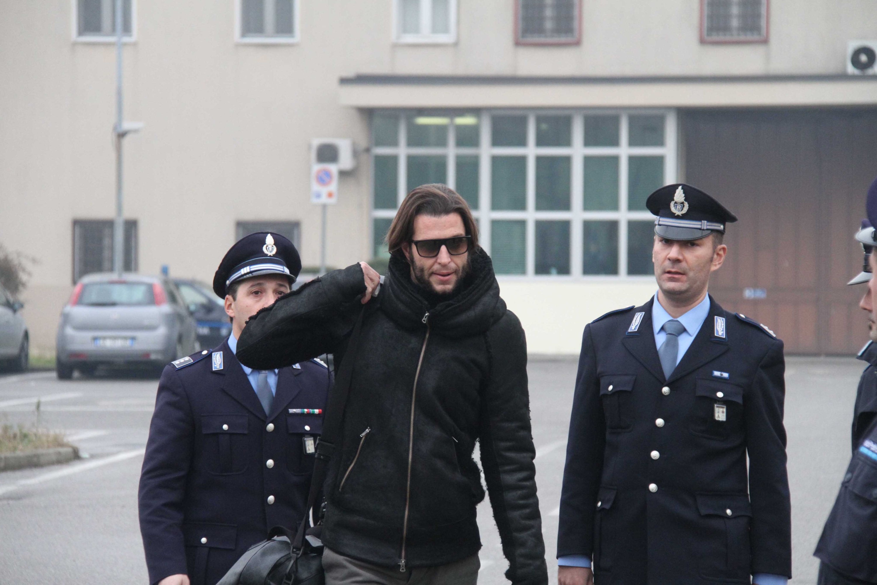 Cristiano Doni leaving prison in Cremona