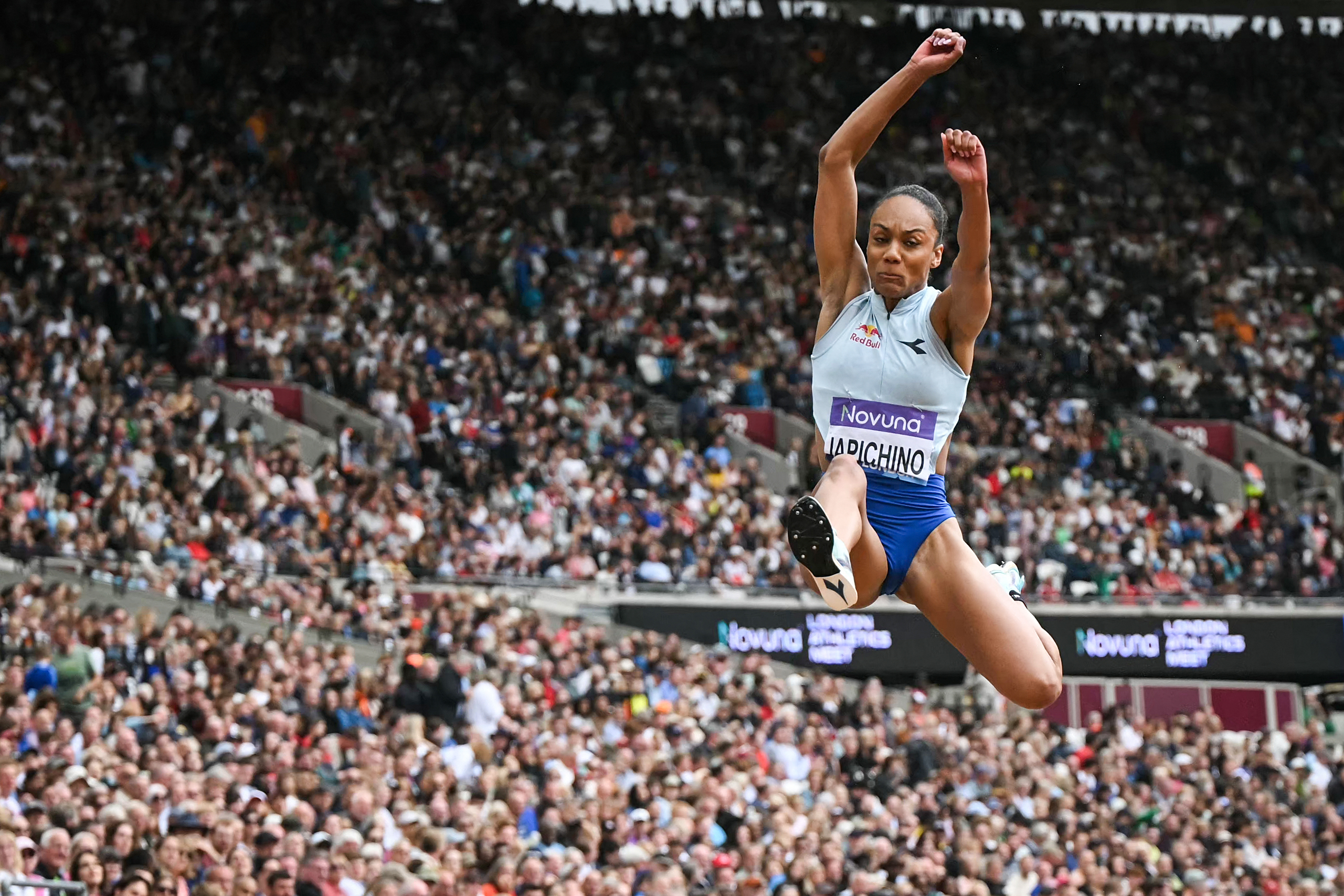 Italy's Larissa Iapichino competes in the Women's Long Jump during the IAAF Diamond League athletics meeting, at the London stadium, in London, on July 19, 2025. (Photo by JUSTIN TALLIS / AFP)