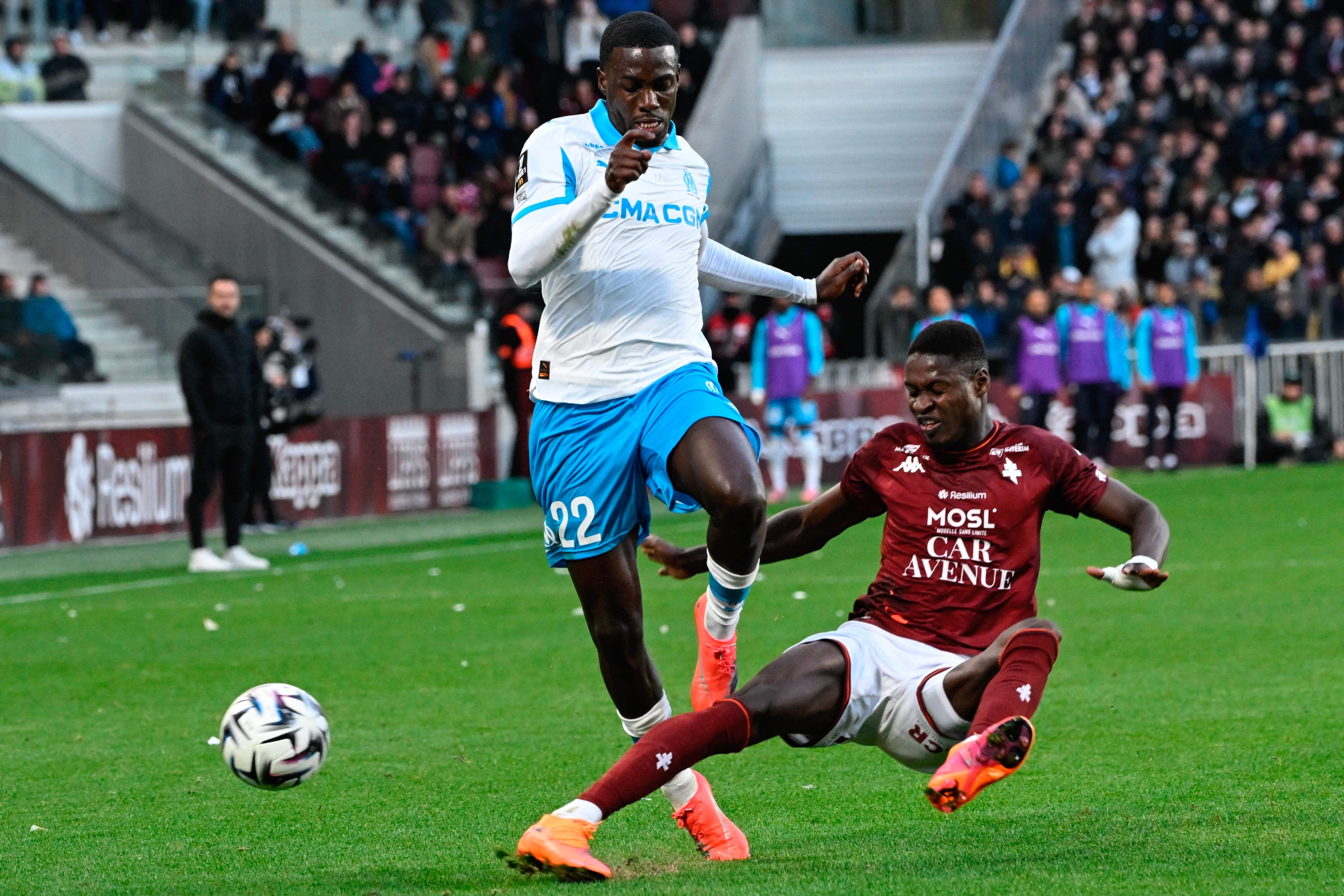 Timothy Weah in azione con il Marsiglia
